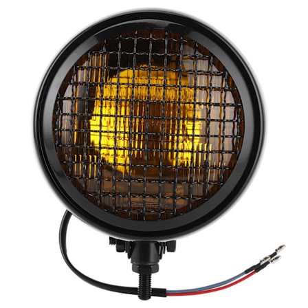 Universal Motorsykkel Frontlys Amber Linse Retro Rund Lampe Med Grillbeskytter 120W 6in