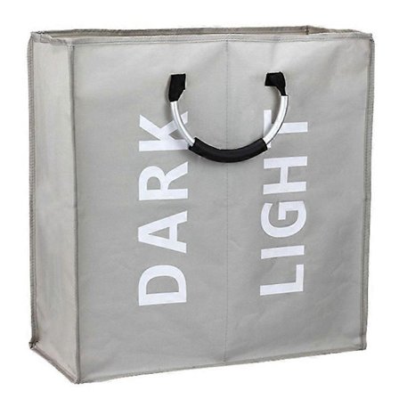 Stor Sammenklappelig Vasketøjskurv med 2 Sektioner til Soveværelse, Stof