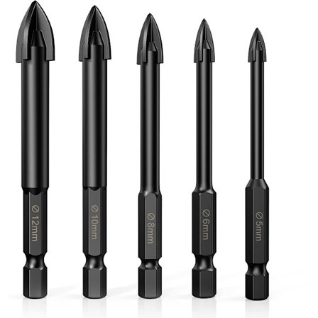 Murverk Borr Betong Borr Karbidspets Hexagon Borr Cement Borr för Borrning i Tegel Tegelväggar Trä Speglar Plast 5-Delar