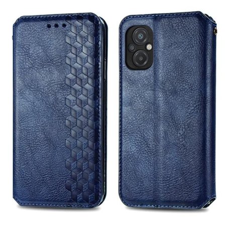 Nahkakotelo With A Stylish Rhombus Imprint For Xiaomi Poco M5 - Sininen