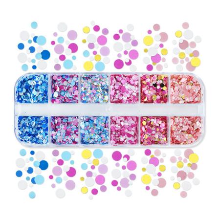 12 rutnät/låda söt glitter nail art paljetter blandad nail art DIY Nageldekoration för fingerdekoration Hem Nagel DIY default