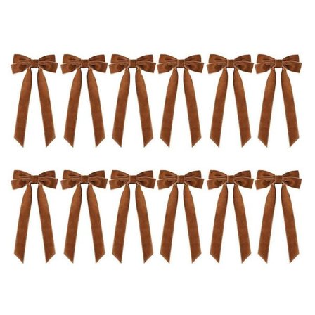 12 stk. fløjls sløjfer genanvendelig juledekoration fløjlsbånd sløjfer vintage ensfarvet fløjls sløjfer til juletræ krans gør-det-selv håndværk