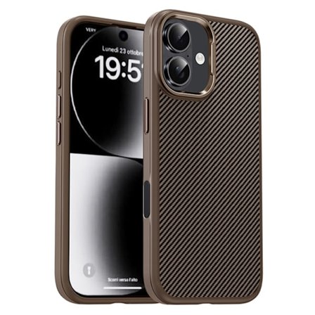 IPAKY iPhone 17 Mobilskal Carbon Fiber - Guld