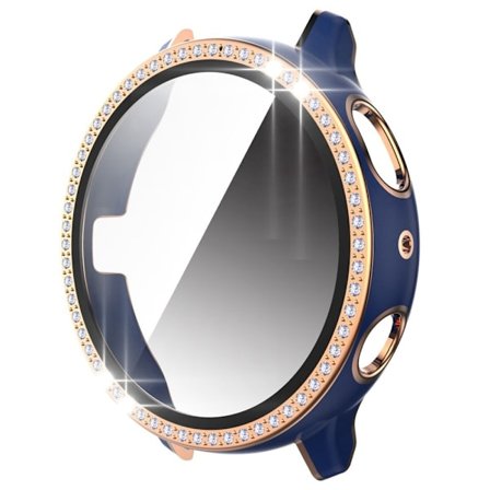 Samsung Galaxy Watch Active 2 - 44mm dual-color rhinestone décor cover with tempered glass - Blue / Rose Gold