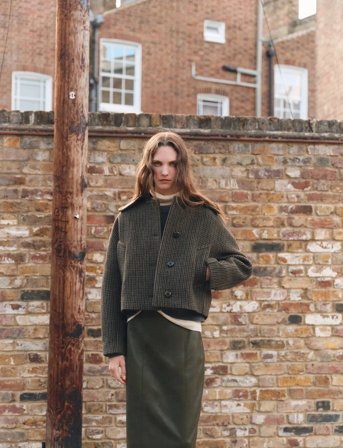 Mango Houndstooth Wool Jacket - Brown - XL