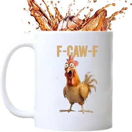 F-Caw-F Funny Chicken Mug, 33 cl Fcawf Rooster Coffee Mug, Ceramic Tea Mug for Men and Women, Novelty Mug Gift Office Home