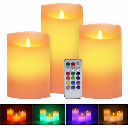 3 batteridrivna varmvita och flerfärgade LED-lampor med fjärrkontroll och timer för inomhus- och utomhusbröllopsdekoration