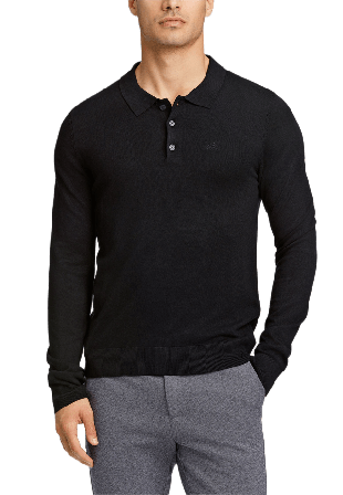 Lindbergh Ecovero L/S polo Polotröjor Herr Svart XL