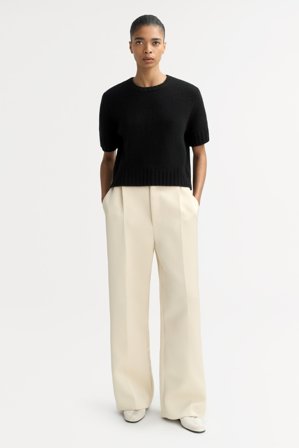 Soft Goat - Chunky short sleeve - Kaschmirpullover für Damen - S - Black