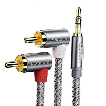ESSAGER 3m Guldbelagt 3,5 mm Aux til Vinkel Dobbelt RCA Adapterledning Y-Splitter Kabel