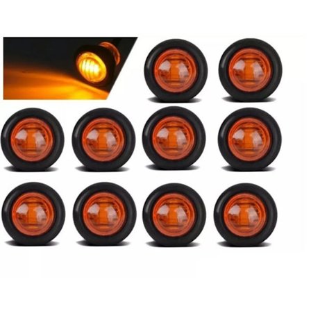 10 Mini LED Knap Markeringslys 24V Orange Rund 3/4 Tomme Sidemarkeringslys til Lastbil Trailer Traktor