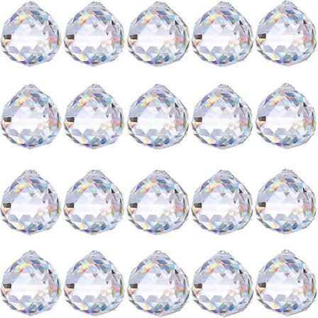 Klara Krystalkugle Prisma Juletræspynt 20 STK K9 Krystal Solfanger Kugle til Havepynt Udendørs Vindue Lysekrone Hængende Vedhæng