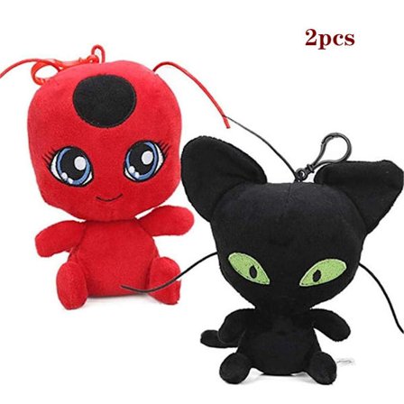 2 stk./sett Miraculous Ladybug Cat Plagg Plysjleker Lady Bug Kosedyrdukke
