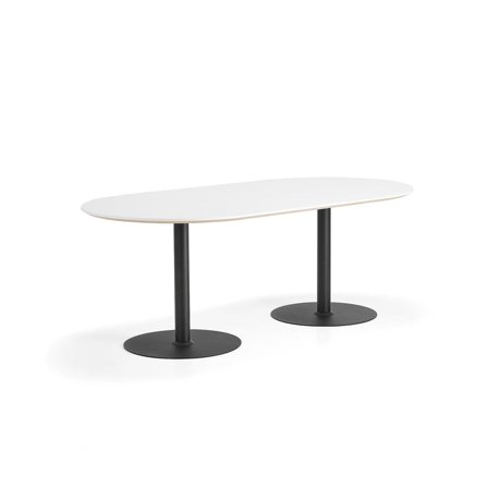 Table METRIC, oval, 2000x1000x720 mm, black/white