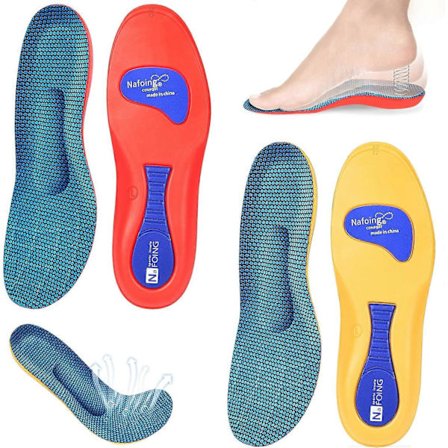 2 par Norelie indlægssåler, Norelie ortopædiske indlægssåler til svangstøtte, komfortable ortopædiske indlægssåler til arbejdssko, sportssko