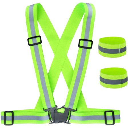 Turvaviiri + Heijastavat turvarannekkeet, Heijastava Säädettävä Joustava Turvaviiri Juoksuun, Pyöräilyyn, Moottoripyöräilyyn