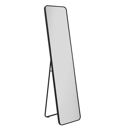 Gulvspejl, sort aluminium, 40x165 cm