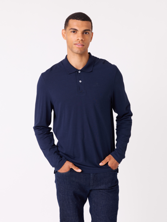 MATCH - Lucas langermet pique - Jean Paul - Str. XL - Herre - T-skjorter & Piqué - Blå - 65% viskose, 30% bomull, 5% elastan