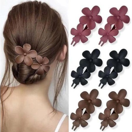 Super tilbud til en lav pris! 10 cm 6 stk. Hårklemmer med Blomster Mat Fransk Hårklemme Stilfuld Horisontal Hårklemme til Alle Hårtyper - Glad{f2}