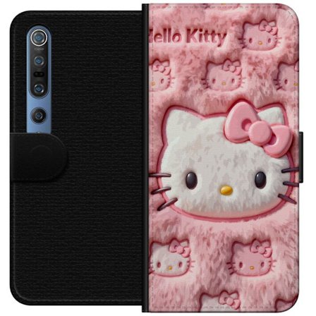 Kompatibelt Lommeboketui til Xiaomi Mi 10 Pro 5G Hello Kitty rosa fluffy bakgrunn med ikoniskt ansikt og kawaii-estetikk