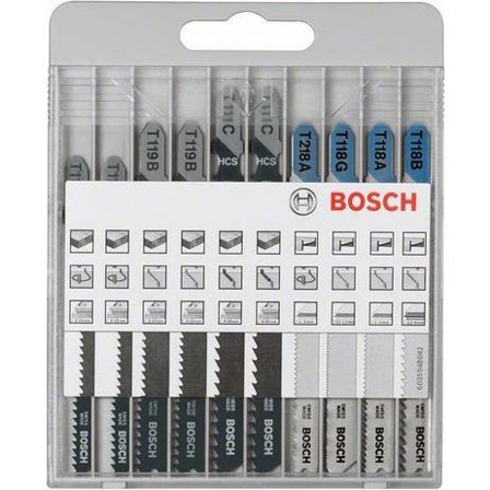 Bosch 2607010630 Stikksagbladsett 10 deler, Maskintilbehør & forbruk