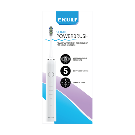 Ekulf Sonic PowerBrush, Hvit, 1 stk.