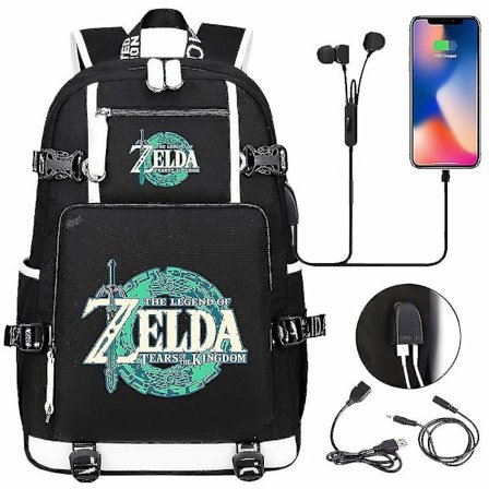 Breath Of The Wild Fans Eye Game USB-ryggsäck - Cosplay Student Skolväska, Unisex Rese Dator Laptop Väska