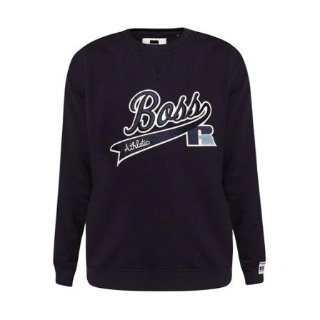 Hugo Boss, Sweatshirt with logo patch Blauw, Heren, Maat:M,polyester