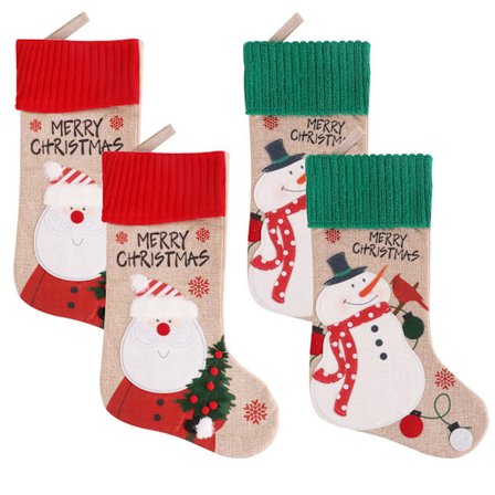 Julstrumpor, 4-pack strumpor 18" (Snögubbe Tomte)