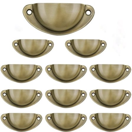 Bronze - Sæt med 12 vintage skuffegreb, traditionel halvmåne