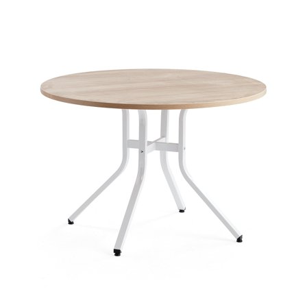 Tisch VARIOUS, Ø 1100 x 740 mm, weiß/ Eiche