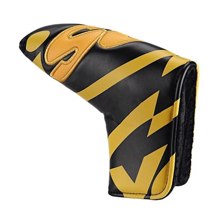 Golfklubba Blade Putter Cover Huvudskydd Med PU-Läderstängning, Ja Tryckt Mönstrat Golftillbehör