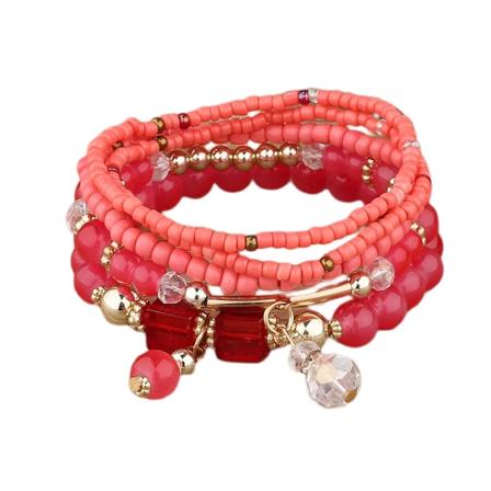 1PCS Multilayer Risperle Armbånd, Boho Stablet Perle Armbånd, Kvinde Smykker Geometrisk Risperle Stretch Multilayer Armbånd