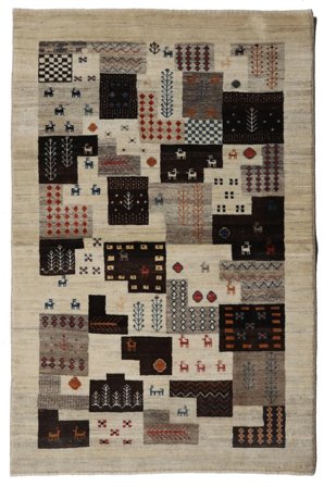 Hand Knotted Persian Gabbeh Persia Fine Rug 105X158 Light Grey/Black