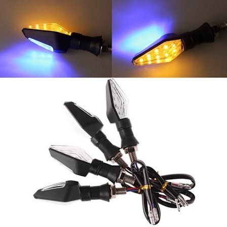 12LED Amber+Blå Motorcykel Blinkers Blinker