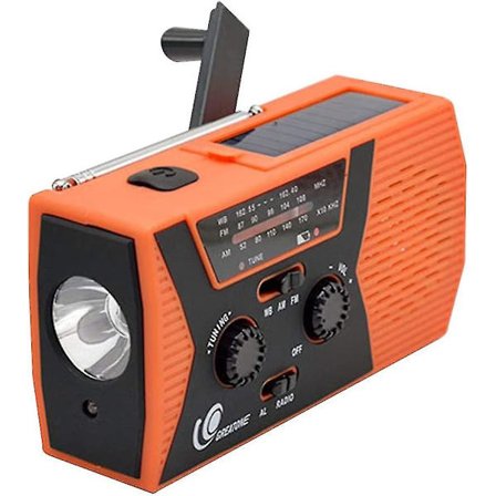Nødradio med solcelle, bærbar håndgenerator AM FM vejrradio, SOS alarm hovedtelefon audio, 2000mah powerbank