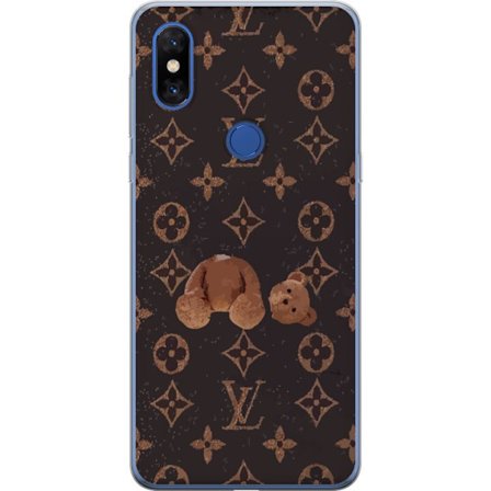 Kompatibel Mobilcover til Xiaomi Xiaomi Mi Mix 3 Luksuriøst monogrammønster med knust bamse i mørk modeæstetik