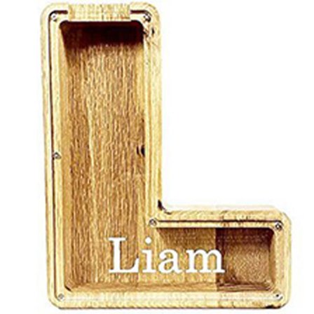 Trämonogram Spargris Stora bokstäver Money Bank initialer Spargris Födelsedagspresent för barn A-Ö