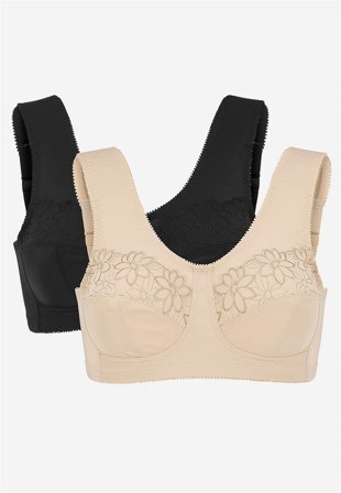 Cellbes of Sweden - Soft-bh med broderi Lily 2-pack - svart + beige - för damer - 105D