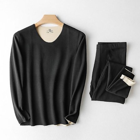 Herre Termisk Underlag Sett Base Layer Fleece Fôret Myk Topp Bunn