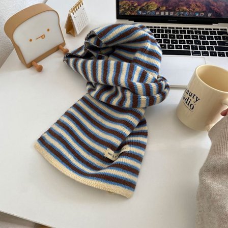 1 stk. nytt strikket stripete skjerf for kvinnelige studenter, tykt, mykt og varmt, egnet for jul, dating, ferie, ideelle gaver, bursdagsgaver