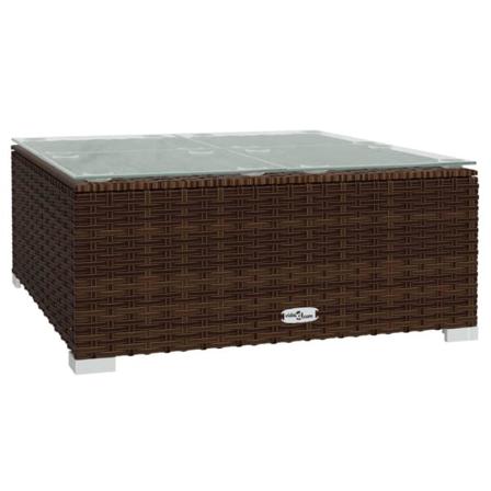 Vidaxl Trädgårdsbord Brun 60x60x30 Cm Konstrotting Och Glas Brun