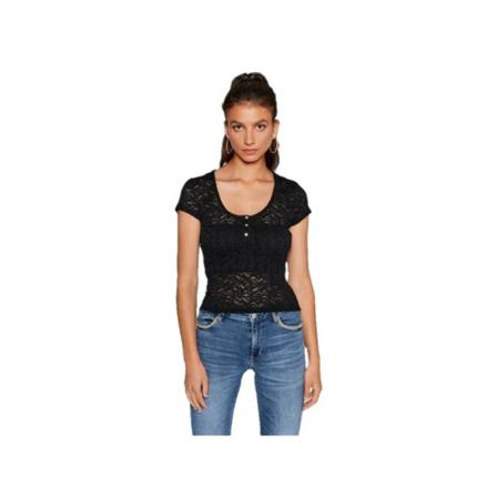 Guess, Jacotte Top Zwart, Dames, Maat:M