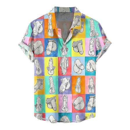 Herre Skjorter med Knapper Sjove Trykte Hawaiianske Strandtoppe Nyhed Grim Gave0620