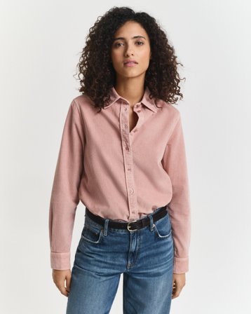 GANT Damen Regular Fit Cordbluse (40) Rosa