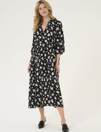 Kaffe Kaamber Long Layer Dress Printed - Black - 36