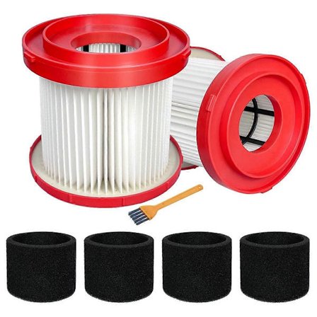 2-pack 49-90-1900 HEPA-filter för Milwaukee sladdlös M18 dammsugare 0780-20 0880-20, med 4 skumhylsor