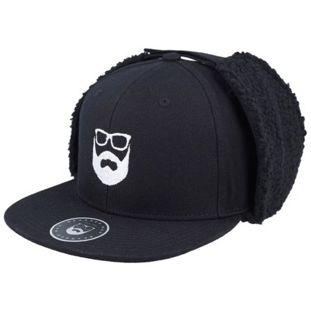 Bearded Man - Svart earflap Keps - Logo Black Earflap @ Hatstore