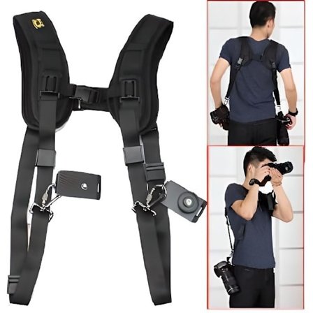 Dobbelt Skulderrem Sele Kamerarem DSLR SLR Sling