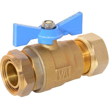 Vatette 8547102 Avstengingsventil 22 mm x G20, rett Blå, Installasjon